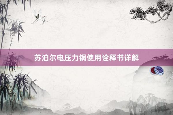 苏泊尔电压力锅使用诠释书详解