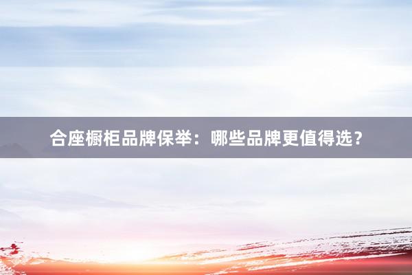 合座橱柜品牌保举：哪些品牌更值得选？